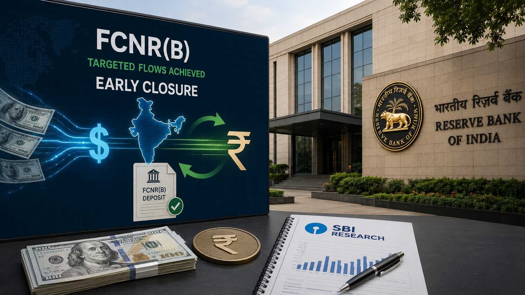 $52.3 billionની Dollar Inflow બાદ RBIએ FCNR(B) Window વહેલી બંધ કરી, Cost નહીં Target મુખ્ય કારણ: SBI Research